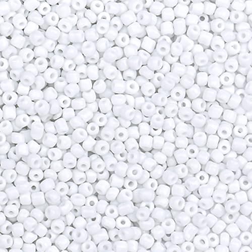 2000pcs Glass Seed Beads Bulk, 4mm 6/0 Mini Pony Spacer Small Individual Color Seed Beads for DIY Bracelet Necklaces Wrist Jewelry Making, White - color: White