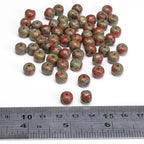 BEADIA Natural Unakite Flat Cut Round Drum Stone 8mmx7mm Loose Semi Gemstone Beads for Jewelry Making 38cm - color: Unakite