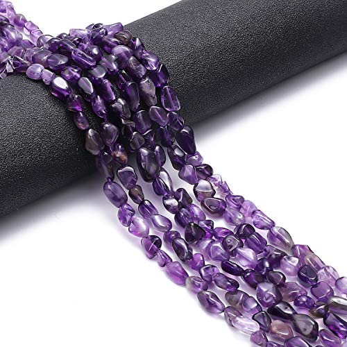 BEADIA Irregular Natural Amethyst Crystal Stone Loose Semi Gemstone Beads for Jewelry Making 5-8mm 38cm - color: Amethyst, size: 5-8mm 38cm