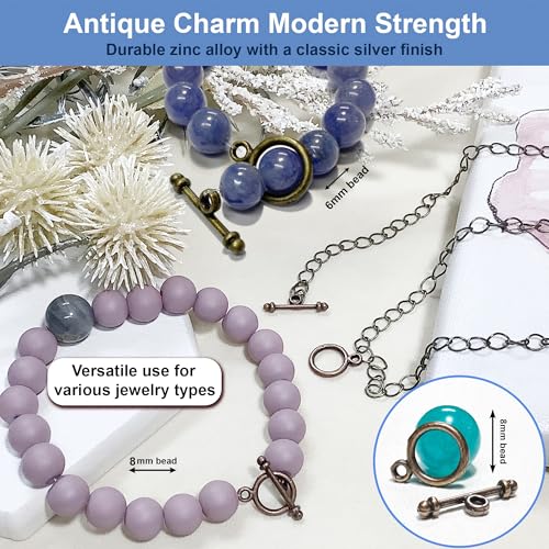 Heather's cf Toggle Jewelry Clasps – Durable Quality, Antique Plain Copper Finish Toggle Clasps & Closures for Necklace, Bracelet & Charms – Ideal for DIY, & Jewelry Making – Small (Set of 130) - color: Copper small
