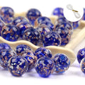 100PCS 8mm Glow in The Dark Beads Royal Blue Glow in The Dark Bead Glass Crystal Round Beads 1.5~2mm Hole with Rope for DIY Jewelry Craft Making - color: Royal Blue