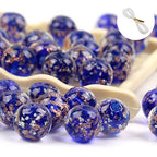 100PCS 8mm Glow in The Dark Beads Royal Blue Glow in The Dark Bead Glass Crystal Round Beads 1.5~2mm Hole with Rope for DIY Jewelry Craft Making - color: Royal Blue
