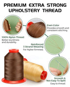 FIVEIZERO Extra Strong Upholstery Thread,Brown 1000 Meters Bonded Nylon Thread for Denim Leather,Craft,Machine,DIY and Home (1 Pack) CJ - color: Brown