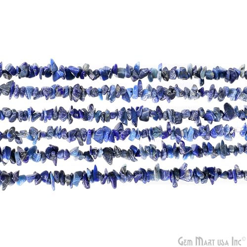 GM GemMartUSA Lapis Natural Raw Chip Beads Strands | Semi-Precious | AAA+ Quality 1 Strand 34” | DIY Bracelet Jewelry Making, Healing Crystal Craft| 4-6mm - Blue-Color Gemstones (CHLP-70001) - color: Lapis (CHLP-70001)