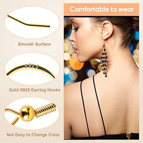 XKCWXY 160Pcs 925 Gold Hypoallergenic Earring Hooks and 2 Style Clear Silicone Backs, DIY Jewelry Making Kit