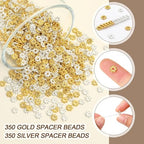 Augshy 700 Pcs Silver and Gold Daisy Flower Spacer Beads for Jewelry Making, Crafts, Hair Beads, Friendship Bracelets, Birthday Party Decorations - style: Flower Style