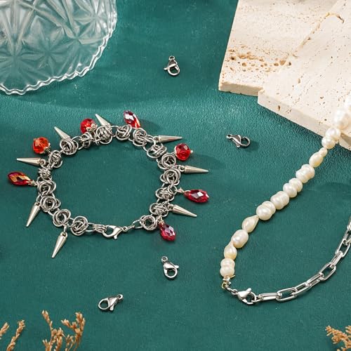 200Pcs 12mm Stainless Steel Lobster Clasps Silver Lobster Claw Clasps Fasteners Hooks for DIY Necklace Bracelet Jewelry Making - color: Dark Silver, size: 12mm
