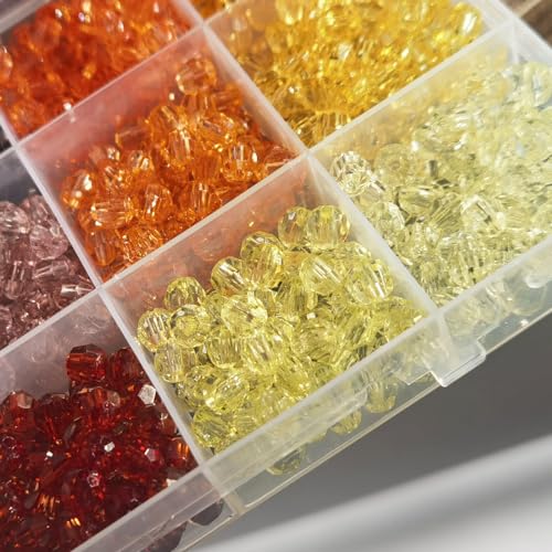 INSPIRELLE 1800 Pieces 6mm Faceted Round Acrylic Beads - 30 Colors Plastic Spacers for Jewelry Making and Crafting - color: Faceted Round Beads (1800 pieces)