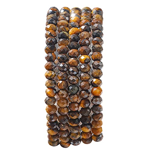 BEADIA Natural Yellow Tiger Eye Beads 4x2mm 120pcs Faceted Rondelle Loose Semi Gemstone Beads for Jewelry Making Design - color: Yellow Tiger Eye