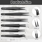 Bonsicoky 6 PCS Precision ESD Tweezers Set - Anti-Static Stainless Steel Tools Kit for Electronics, Jewelry Repair, Soldering, and Crafting Projects - color: 6 Pcs