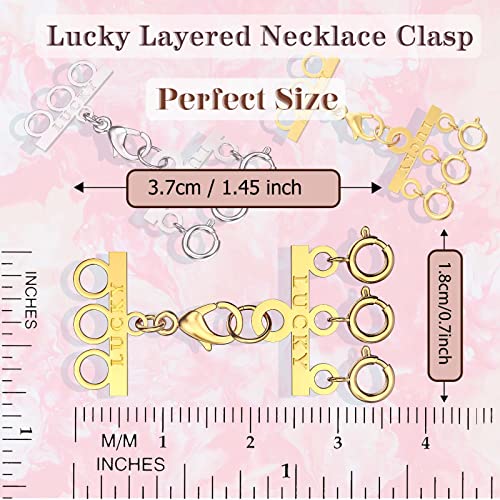 Dailyacc Lucky Necklace Layering Clasp 18K Gold and Silver Multi Strand Clasps for Stackable Necklaces - color: 1Pcs Gold 3 Clasp