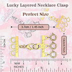 Dailyacc Lucky Necklace Layering Clasp 18K Gold and Silver Multi Strand Clasps for Stackable Necklaces - color: 1Pcs Gold 3 Clasp