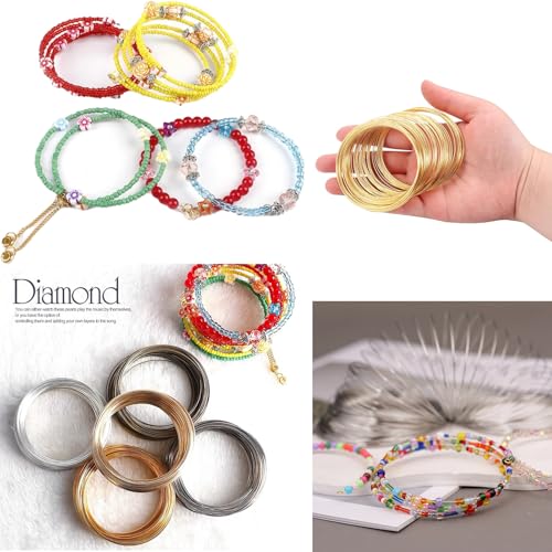 Durable Stainless Steel Jewelry Craft Wire - 500 Loops, 6 Colors Memory Beading Wire for DIY Necklace, Bracelet, Earring, Ring Making & Art Creations, 3 Yards per Roll