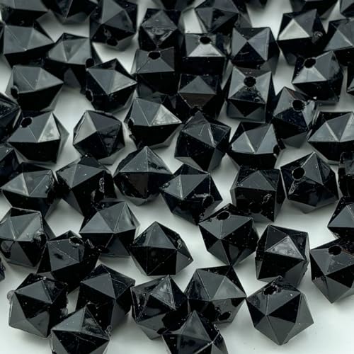 200pcs 10mm Acrylic Cube Square Faceted Acrylic Beads with Hole Plastic Spacer Beads for Bracelets Necklace Earring Making Supplies (Black) - color: Black, size: 10mm