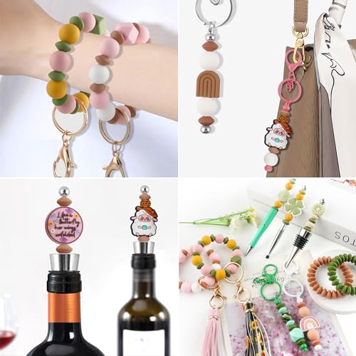 Sunrony 200Pcs Silicone Lentil Beads for Keychain Making, Bulk 12mm Silicone Abacus Spacer Beads for Necklace Bracelet Making Pens(Camel) - color: G-Camel