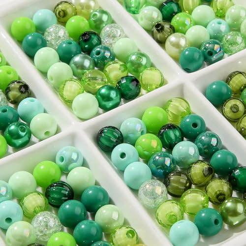 12mm Acrylic Beads 300pcs Green Focal Spacer Bead Chunk Bubblegum Beads for DIY Crafting Necklace Bracelet Jewelry Making Keychain (Green) - color: green