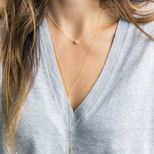 Valloey Rover Gold Necklace for Women 14K Gold Plated Circle Cubic Zirconia Pendant Necklace Dainty Twist Rope Chain Necklace Simple Jewelry Gift for Women - style: CZ-dot