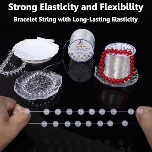 0.8 mm Stretchy Bracelet String, 2 Rolls of Crystal Clear Elastic Cord for Bracelets, Necklaces, Beading, and Jewelry Making (200 m)