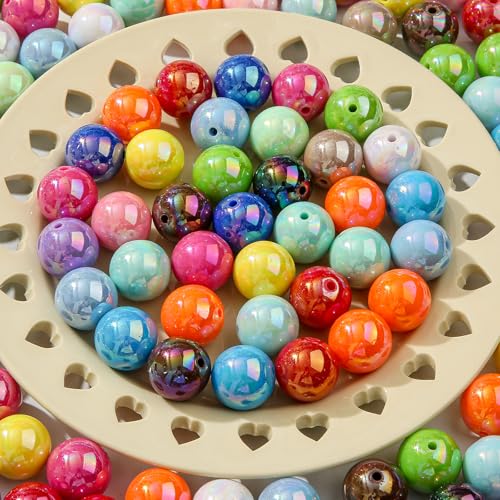 20mm Acrylic Beads 100pcs Ab Color Bead Chunky Bubblegum Beads for DIY Jewelry Making (Pink&Blue&Purple&Brown&Green) - color: pink&blue&purple&brown&green