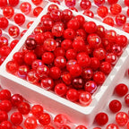 12mm Red Acrylic Beads 300pcs Focal Spacer Bead Chunk Bubblegum Beads for DIY Crafting Necklace Bracelet Jewelry Making Keychain (red) - color: red