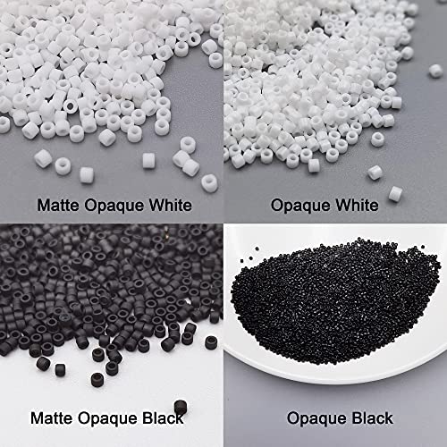 INSPIRELLE Uniform 40 Gram 12/0 (2mm) Cylinder Glass Seed Beads for Craft Jewelry Making, Black and White - color: 8x Black White