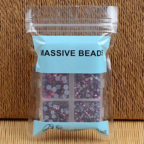 4000Pcs Mixed Size Hot Fix Round Crystals Gems Glass Stones Hotfix Flat Back Rhinestones (Fuchsia) - color: Fuchsia, size: 4000 Count (Pack of 1)