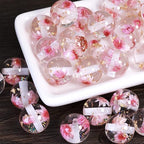 15Pcs Resin Beads Round 16mm Dried Flowers Pink Fit for DIY Jewelry Bracelet Necklace Keychain Beadable Pens Mobile Phone Chain Making Cute (Flower-Pink) - color: Flower-Pink