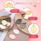 PATIKIL Pendant Trays for Jewelry Making, Blank Pendants Zinc Alloy Oval Bezel Settings Flat Base for Necklace Bracelet Charm - color: Dark Silver/ Gold Colors/ Bronze/ Copper/ Black
