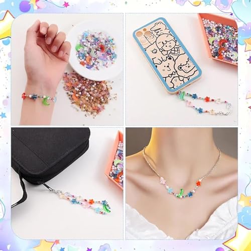 Mixed Star Moon Crystal Glass Beads Seedbeads Loose Round Pearl Beads for Jewelry Making Craft Bracelets Necklaces Earrings DIY Crafts Projects Green Purple Glass Spacer Bead Kits for Crafts - color: Green Purple