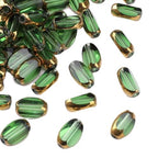 Glass Rice Beads Clear Green 4x6mm 50pcs Faceted Oval Golden Edge Crystal Loose Beads for DIY Craft Jewelry Making - color: Clear Green