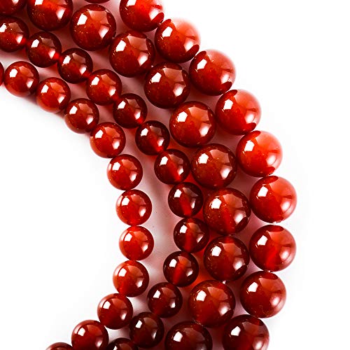 RayLineDo® 45Pcs 8mm Natural Red Agate Stone Round Beads Loose Beads Wholesale for Jewelry Making - color: Red Agate, size: 8mm