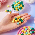 100 Pcs 11.5-12mm Bubblegum Beads Opaque Acrylic Chunky Loose Spacer Round Focal Beads for Jewelry Making Bracelet Necklace Keychain Craft Art Making,Hole:1.8mm,Dark Green - color: Dark Green