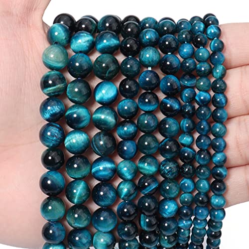 45pcs 8mm Natural Aquamarine Tiger Eye Gemstone Beads Energy Healing Crystal Round Loose Stone Beads for Jewelry Making, DIY Bracelets Necklaces - color: Aquamarine Tiger Eye, size: 8mm