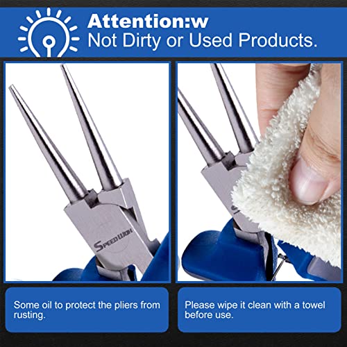 SPEEDWOX 5 Inch Round Nose Pliers - Mini Ultra Tapered Jaw Precision Nippers with Spring - Ideal for Small Jewelry Making & Crafting - style: 5" Round Nose Plier