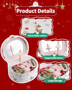 VLANDO Gifts for Girl, Musical Jewelry Box for Girls, Small Kid Music Box with Ballerina, Gifts for Christmas Girls Kids - Christmas White - color: E.Christmas White
