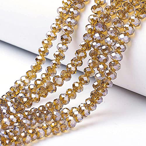 Craftdady 10 Strands 4mm Crystal Glass Briolette Beads Faceted Luster Rondelle Spacer Beads Electroplate Tiny Loose Beads About 1250pcs for Jewelry Craft Necklace Earring Bracelet, Dark Goldenrod - color: Dark Goldenrod, size: 4mm