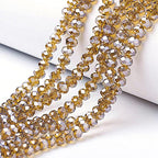 Craftdady 10 Strands 4mm Crystal Glass Briolette Beads Faceted Luster Rondelle Spacer Beads Electroplate Tiny Loose Beads About 1250pcs for Jewelry Craft Necklace Earring Bracelet, Dark Goldenrod - color: Dark Goldenrod, size: 4mm