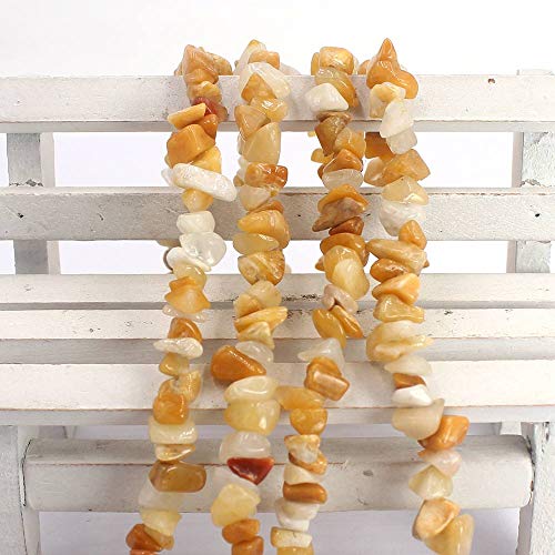 Jewelry Making 6-8mm Gemstone Fluorite Indian Moss Black Onyx Agate Aventurine Jade Opalite Carnelian Chips Beads Strand 34" (Yellow Aventurine Jade) - color: Yellow Aventurine Jade