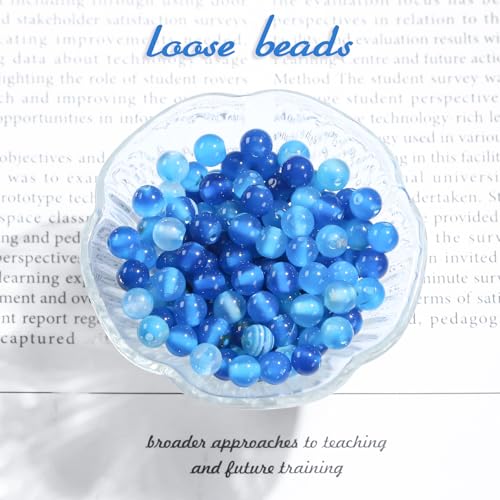 Natural Gemstone Round Loose Beads for Jewelry Making DIY Crystal Energy Healing 1 Strand 15" (Blue Stripe Agate, 4mm (15"/Strand)) - color: Blue Stripe Agate, size: 4mm (15"/Strand)