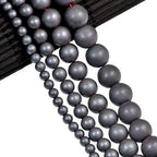 Natural Matte Gemstone Round Spacer Beads (8mm, Hematite) - color: Hematite, size: 8mm
