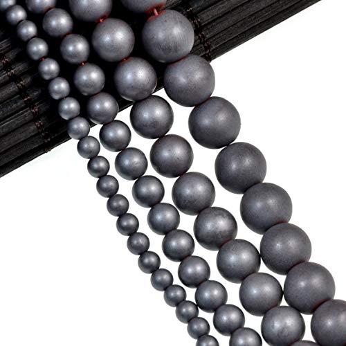 Natural Matte Gemstone Round Spacer Beads (8mm, Hematite) - color: Hematite, size: 8mm