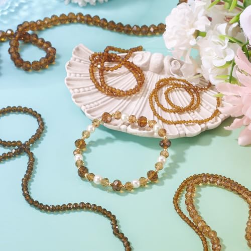6 Strands Transparent Faceted Glass Beads 3/4/6/8mm Crystal Rondelle Glass Loose Spacer Beads for DIY Bracelet Necklace Wristband Keychain Jewelry Craft Making 2.3~8x2~6mm, Dark Goldenrod - color: 3/4/6/8mm-Dark Goldenrod