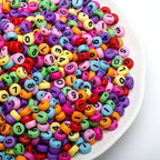 1000pcs Acrylic Number Beads 0-9 Round Mixed Beads 4x7mm for Jewelry Making, DIY Bracelets, Necklaces, Key Chains (Colorful/Black) - color: Colorful-Black