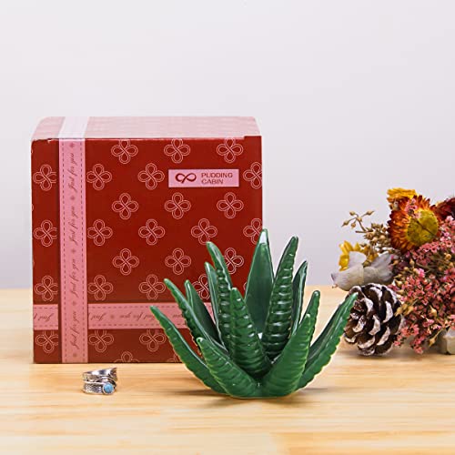 PUDDING CABIN Succulent Ring Holder, Ring Stand, Ring Display & Organizer, Cactus Aesthetic Preppy Room Decor, Birthday Gift for Women Friends, Christmas Green Room Decor - style: Cactus