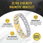 MagnetRX® Ultra Strength Magnetic Bracelet – Effective Stainless Steel Metal Bracelets for Men – Adjustable Length with Sizing Tool for Perfect Fit (Silver & Gold) - color: Gold & Silver Arrow Style (2X Strength)