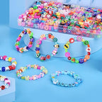 1000PCS Polymer Clay Beads Bracelet Making kit, 24 Style Cute Fun Beads Fruit Beads Charms for Jewelry Necklace Earring Making DIY Accessories for Women Girls - color: D1#Style 4