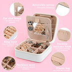 6Pcs PU Leather Small Travel Jewelry Case Organizer Storage, Bridesmaid Gifts Jewelry Box with Mirror for Women Girls