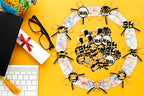 28PCS Black and Gold Graduation Decorations 2026 Candy Leis Making Kit - Hawaiian Congrats Grad Necklaces Party Supplies (Assembly Needed, Candy not Included)