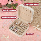 First Communion Travel Jewelry Box, Small Zippered Jewelry Case with Soft Lining, White Square Keepsake Box for Rings Earrings Necklaces, Religious Keepsake Gift for Baptism or Wedding (1, White) - color: White