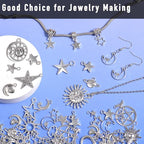 stino 100 Gram Metal Charms for Jewelry Making, Silver & Gold Plated, Bulk Pack for Bracelets, Necklaces, Crafts - color: Celestial Silver